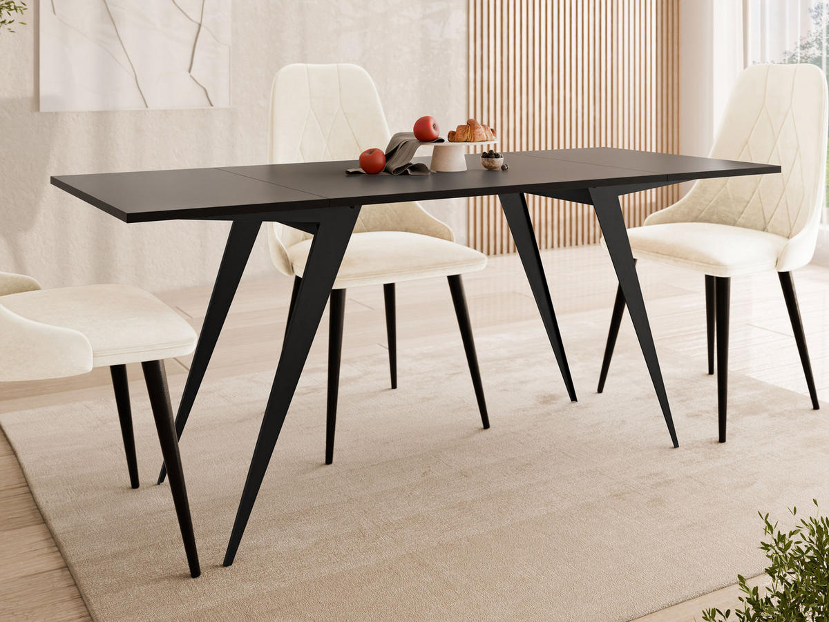 2-IN-1 COUCHTISCH UND ESSTISCH Xena - Schwarz, Holzwerkstoff/Metall (70/90/45cm) - MIRJAN24