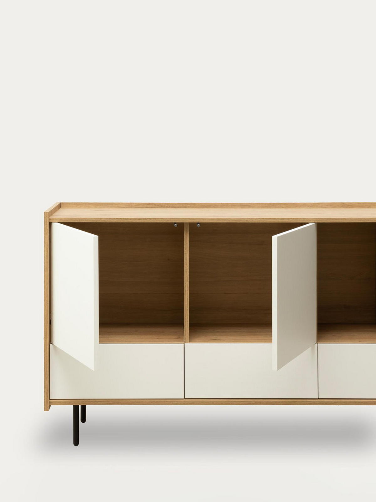 SIDEBOARD Nadine Natur - Weiß 139.5 cm x 80 cm - Braun, Holzwerkstoff (139/80/41cm) - Kenay Home