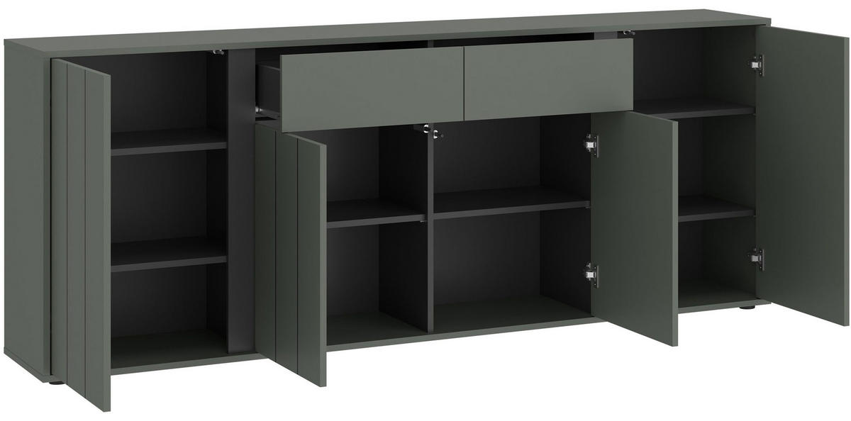 SIDEBOARD Veddel grau-grün / anthrazit 203 / 40 / 82cm - Blaugrau/Grau, Holz/Holzwerkstoff (203/82/40cm) - Feldmann-Wohnen