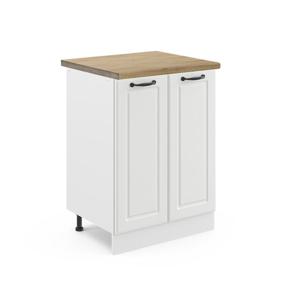 KÜCHENUNTERSCHRANK R-Line Weiß Landhaus 60 cm, AP Eiche - Creme/Weiß, Holzwerkstoff (60/81.6/60cm) - Vicco