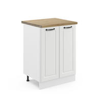 KÜCHENUNTERSCHRANK R-Line Weiß Landhaus 60 cm, AP Eiche - Creme/Weiß, Holzwerkstoff (60/81.6/60cm) - Vicco
