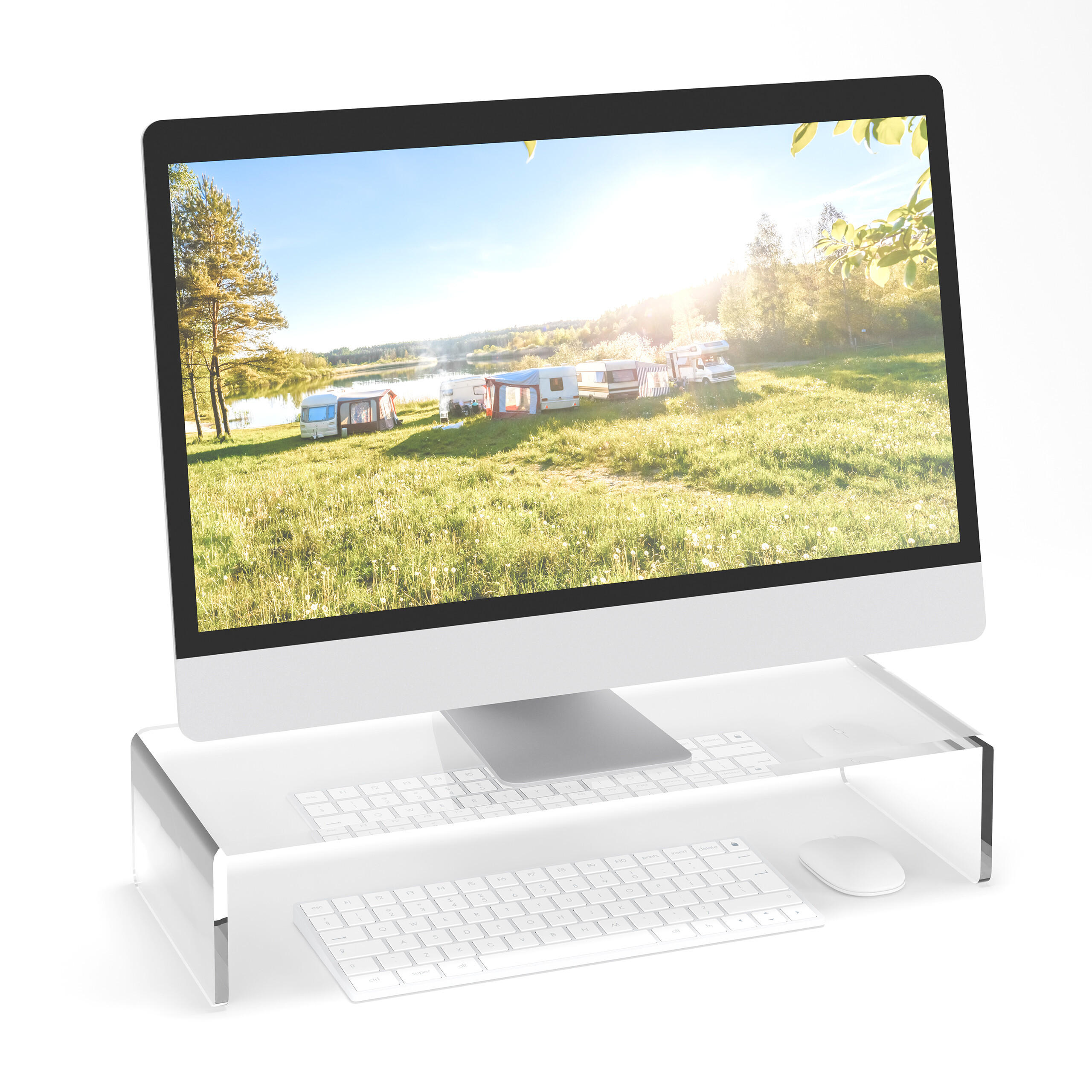 MONITORSTÄNDER Transparent Acryl 50 cm - Transparent, Kunststoff (20/50/10cm) - Relaxdays
