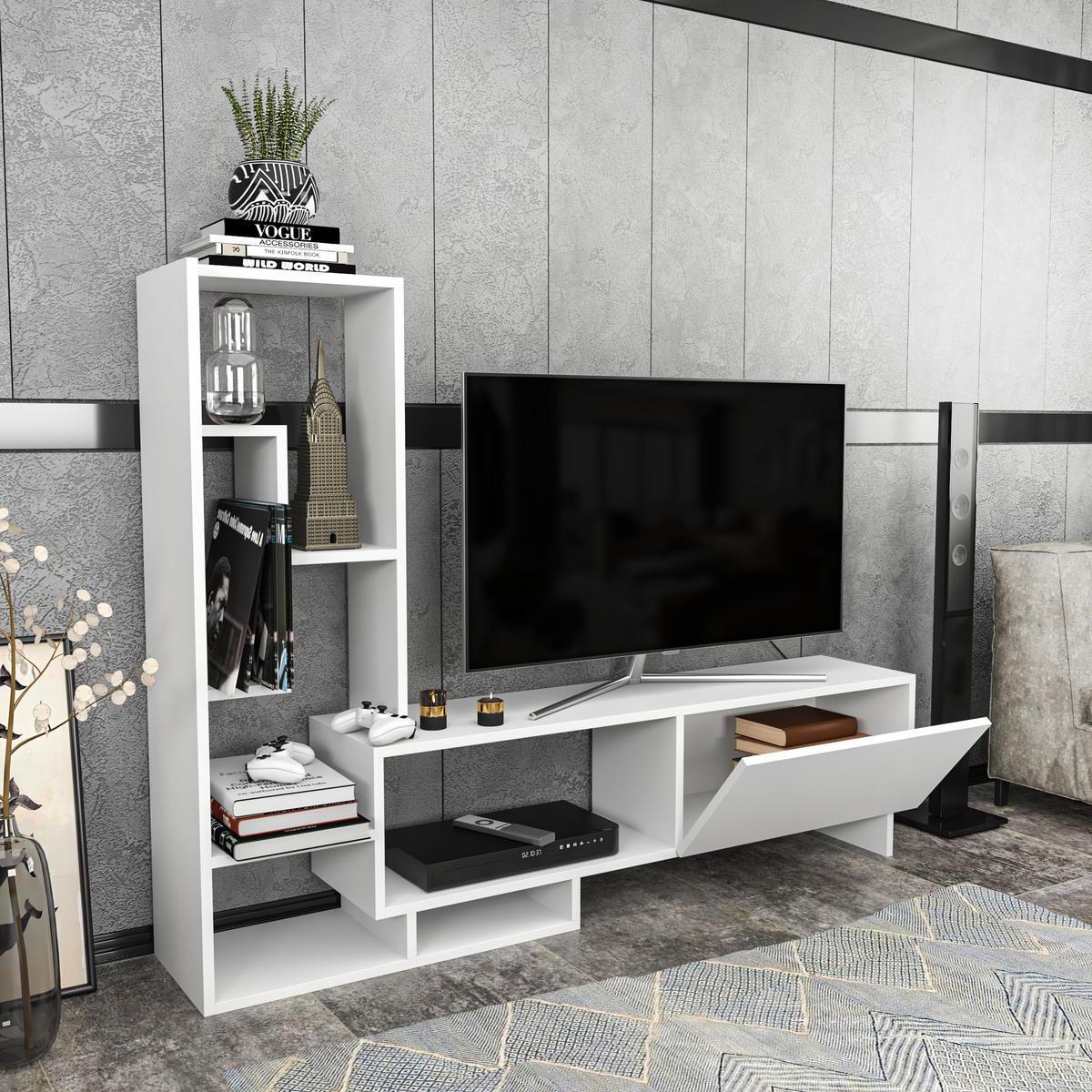 TV-ELEMENT Pegai Weiß - Weiß, Holzwerkstoff (120/40/29.5cm) - Decorotika