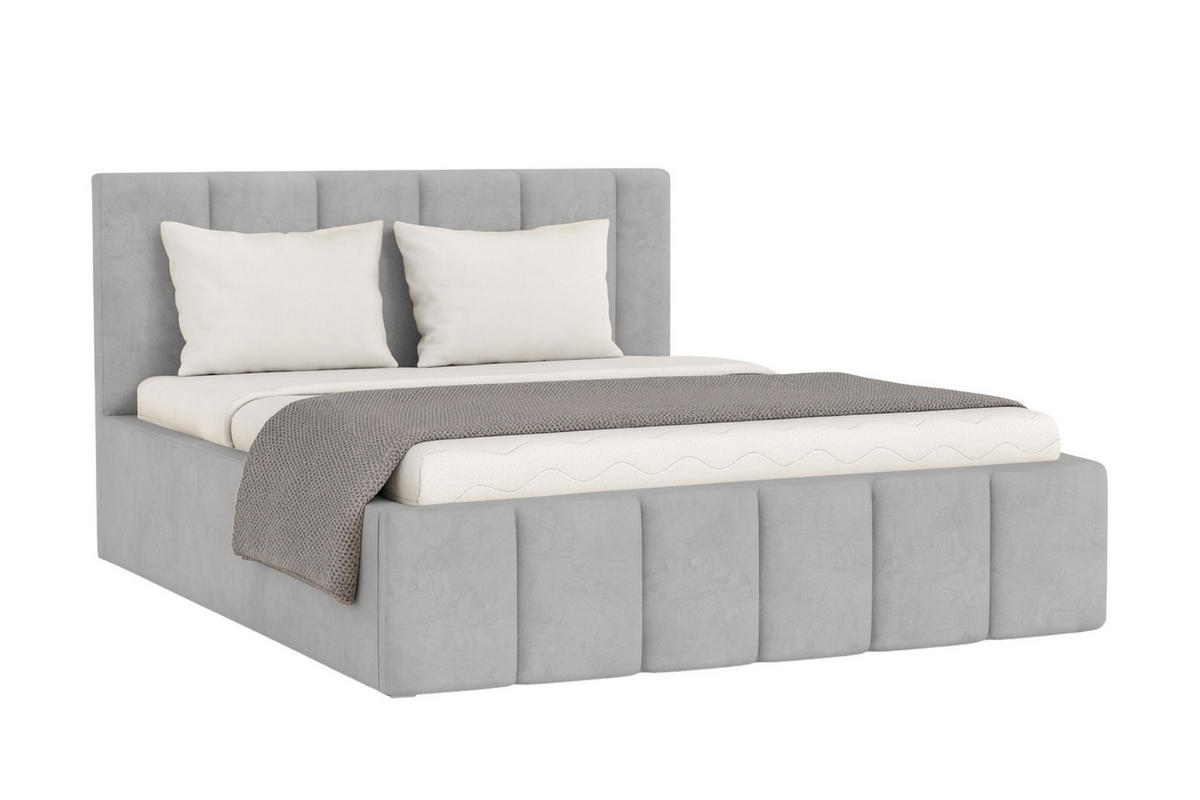 POLSTERBETT MEGAN 200/200 in Velours Grau - Grau, Holz/Holzwerkstoff (200/200cm) - Deine Möbel 24