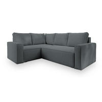 ECKSOFA ESTANO L-S Grau Kordstoff mit Schlaffunktion - Grau, Holz (230/158cm) - MASSENO