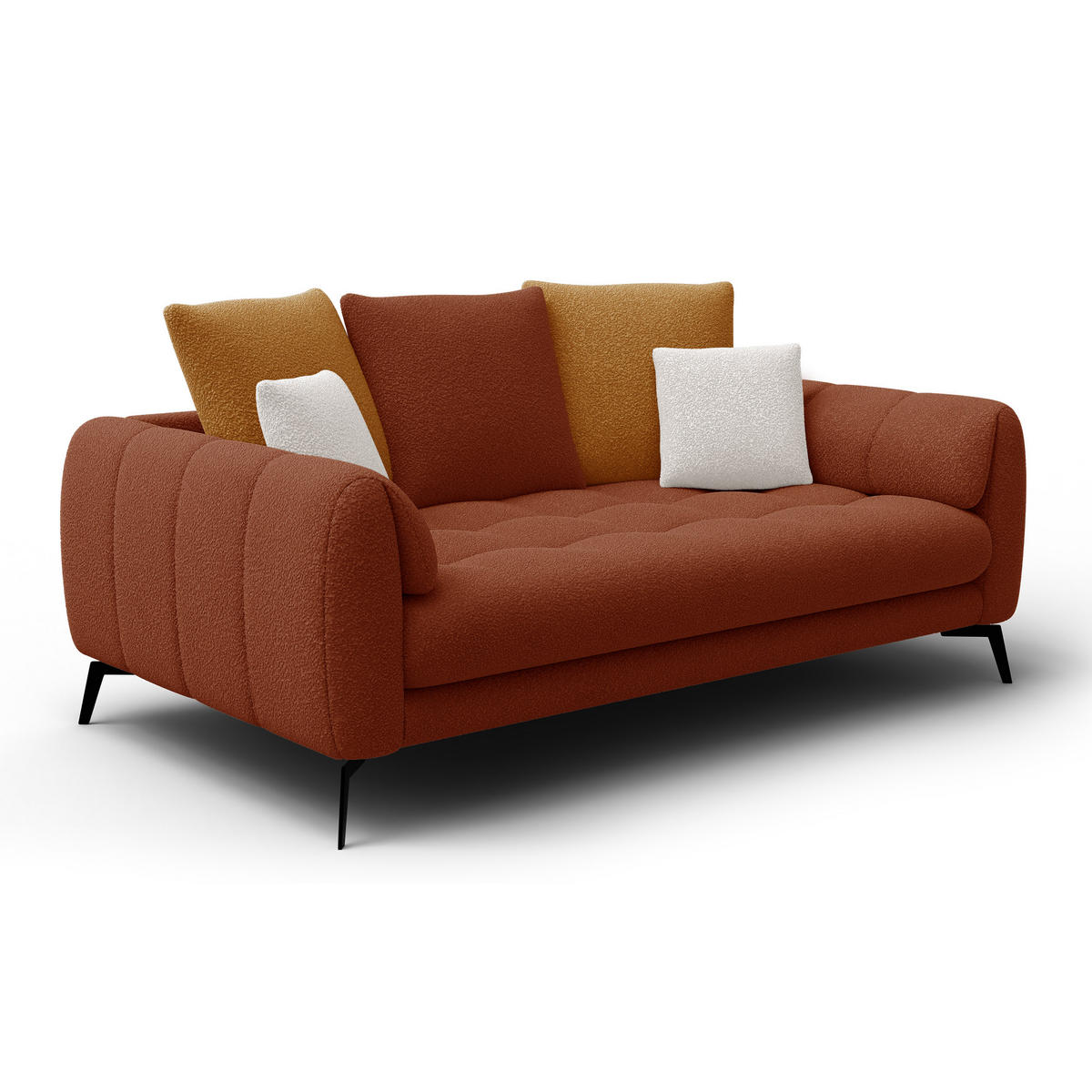 SOFA CALME 2,5-Sitzer, dunkelorange und écru - Dunkelorange, Holz/Textil (199/92/108cm) - Courtois Laville