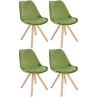 STUHL 4er Set Samt hellgrün - Naturfarben/Hellgrün, Holz/Textil (48/81/54cm) - CLP