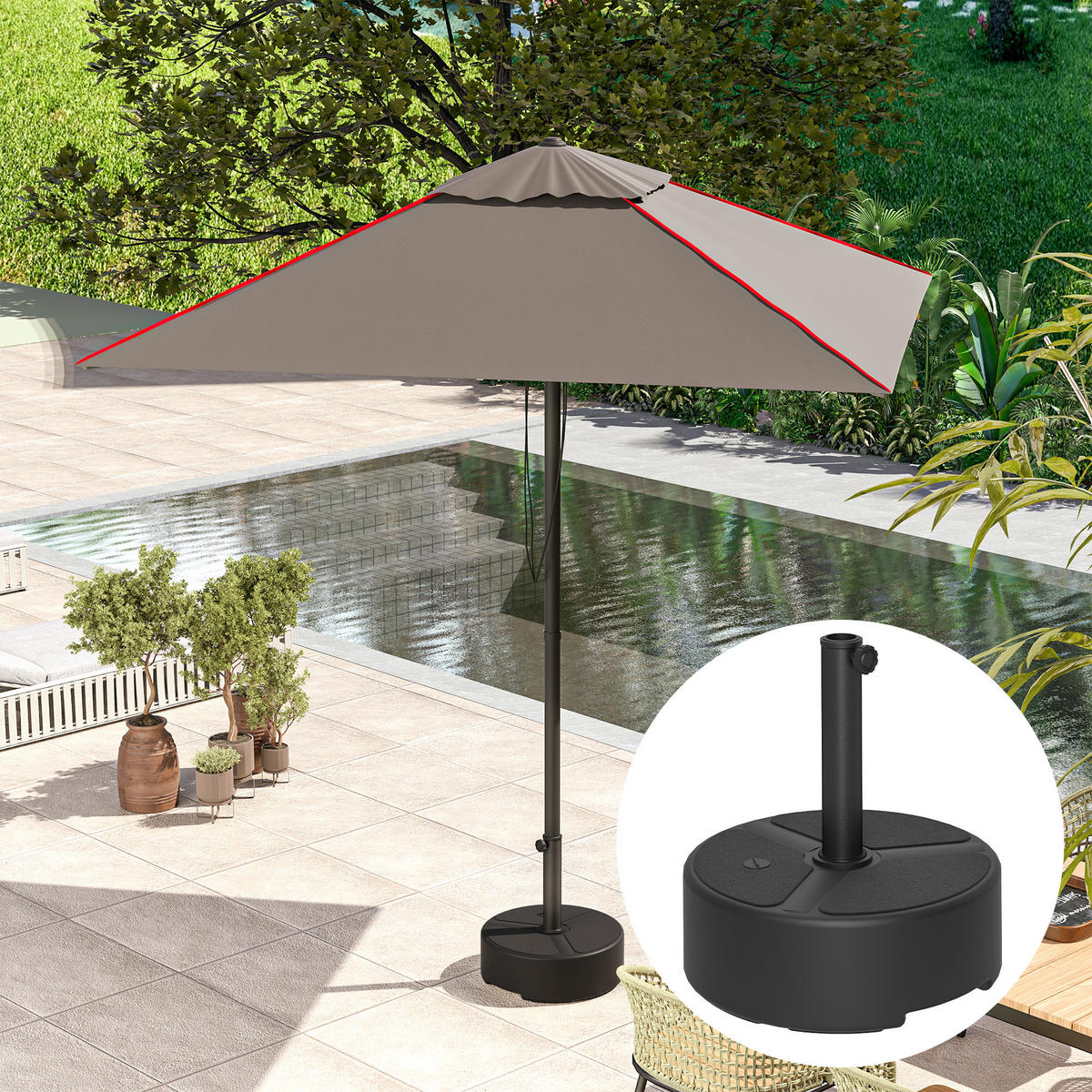 SONNENSCHIRMSTÄNDER DE-05604 Befüllbar, rund Schwarz - Schwarz, Metall (45/45cm) - ComfortXL