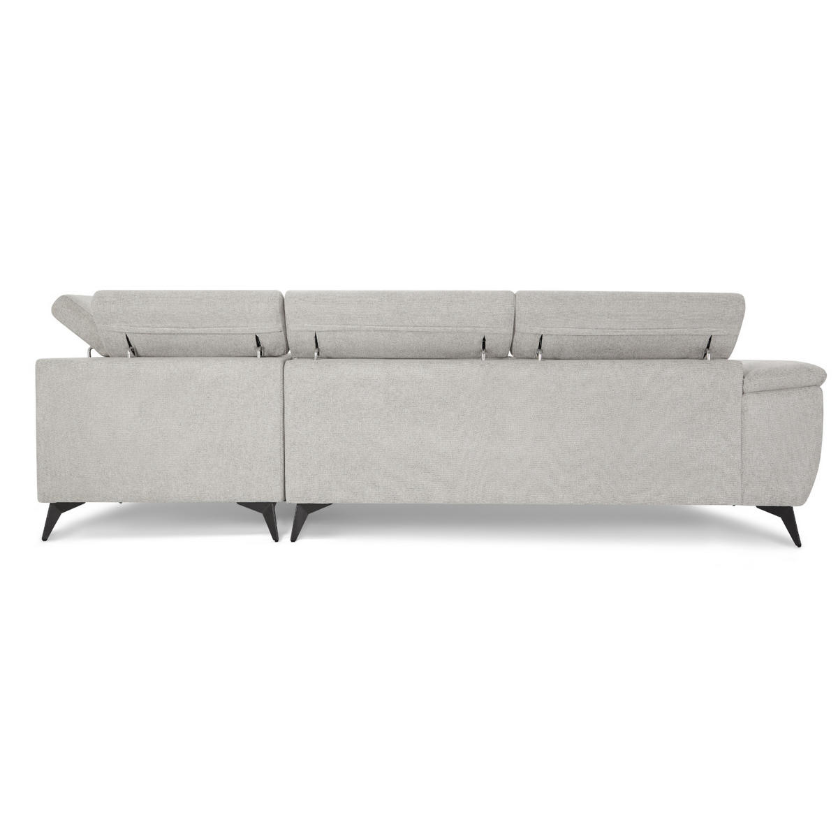 ECKSOFA Webstoff Grau - Schwarz/Grau, Textil/Metall (290/95cm) - Furnhouse