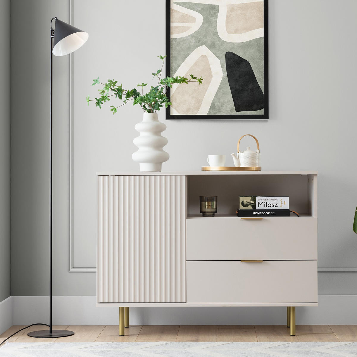KOMMODE Bianco 107 Kaschmir - Kaschmir, Holzwerkstoff (107/80/41cm) - Bettso