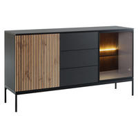 SIDEBOARD Sento KSZ154 - Eiche Wotan/Schwarz, Holzwerkstoff/Metall (154/83/39cm) - MIRJAN24