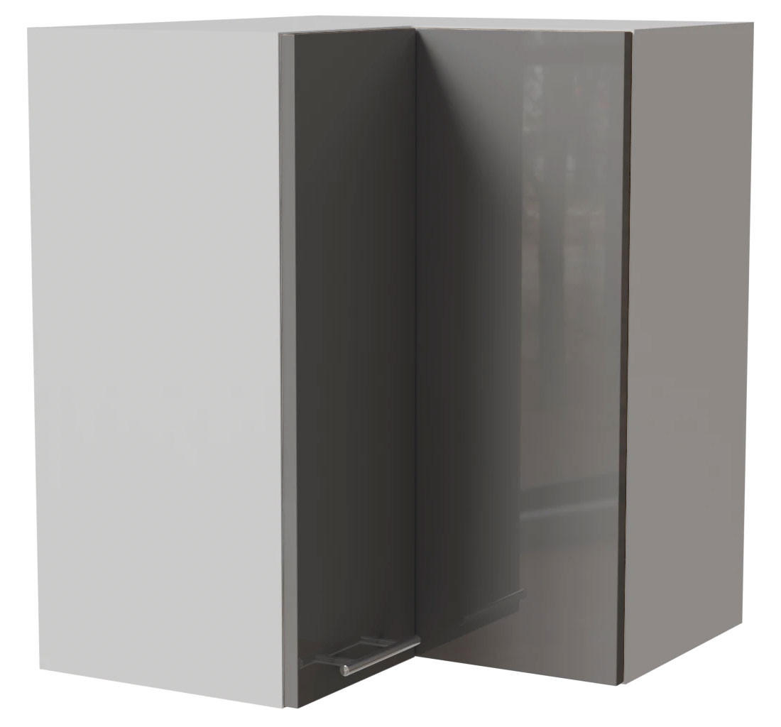 ECKHÄNGESCHRANK Essen W12/60 Grau Hochglanz / Weiß Matt 60 / 60 / 72cm - Weiß/Grau, Holz/Holzwerkstoff (60/72/60cm) - Feldmann-Wohnen