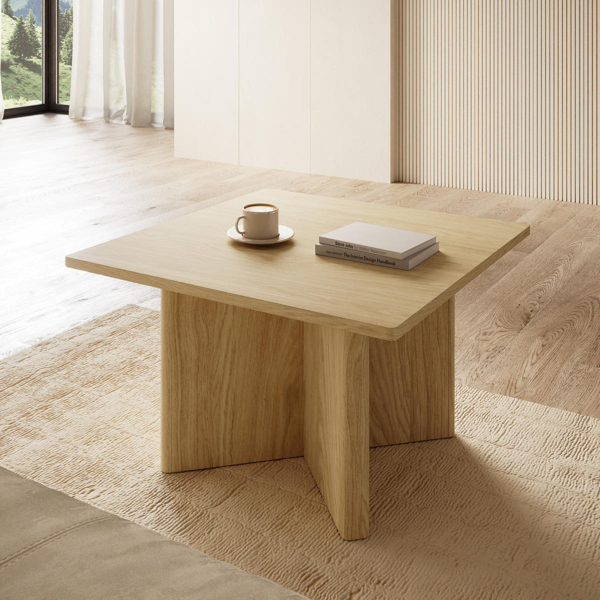 COUCHTISCH VIRONE (Geölte Eiche, Quadratisch, leicht abgerundete Ecken, 80x80 cm) - Eichefarben, Holz/Holzwerkstoff (80/80/49cm) - Ravio
