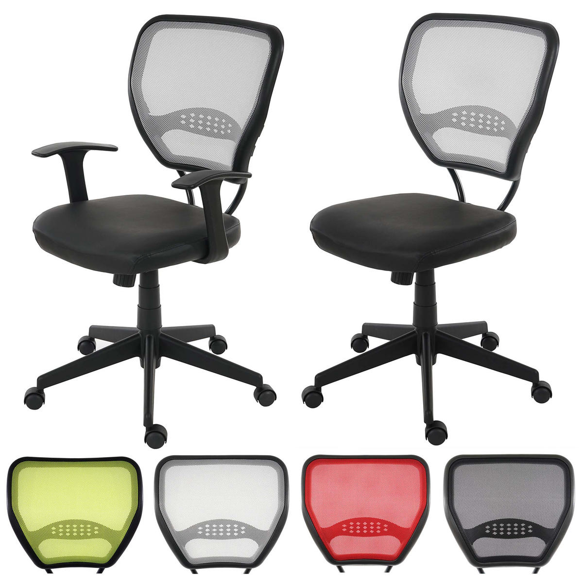 DREHSTUHL Detroit HxBxT 108x72x59cm Sitzhöhe 46cm 150kg belastbar Kunstleder Schwarz mit Armlehnen - Schwarz, Kunststoff (72/108/59cm) - PROREGAL