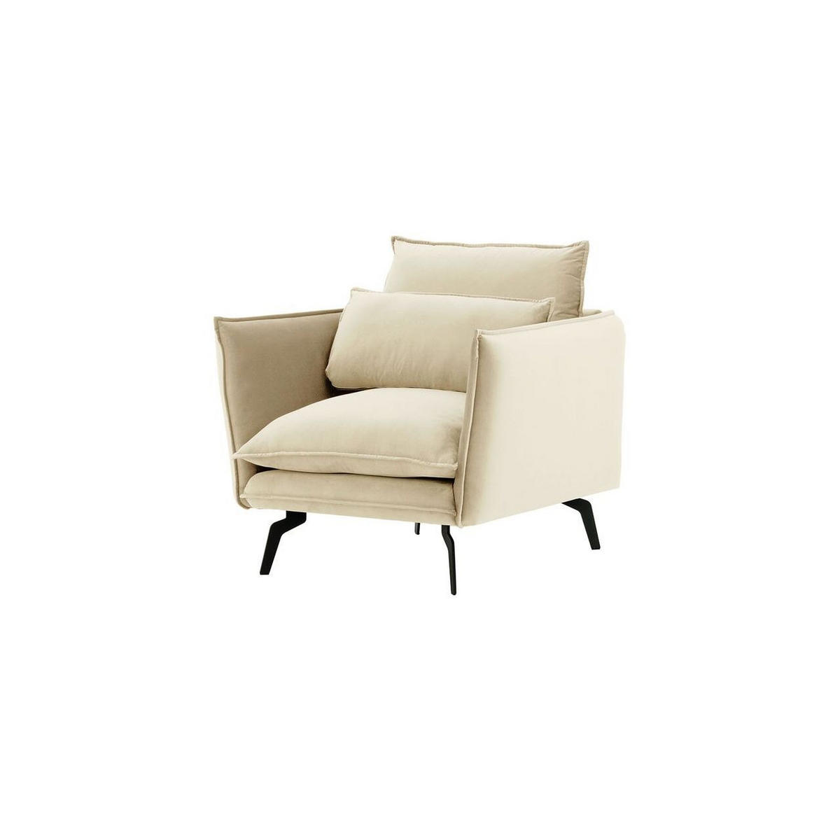 SESSEL Layla-Velluto 2 - Creme, Holz/Textil (105/95/98cm)