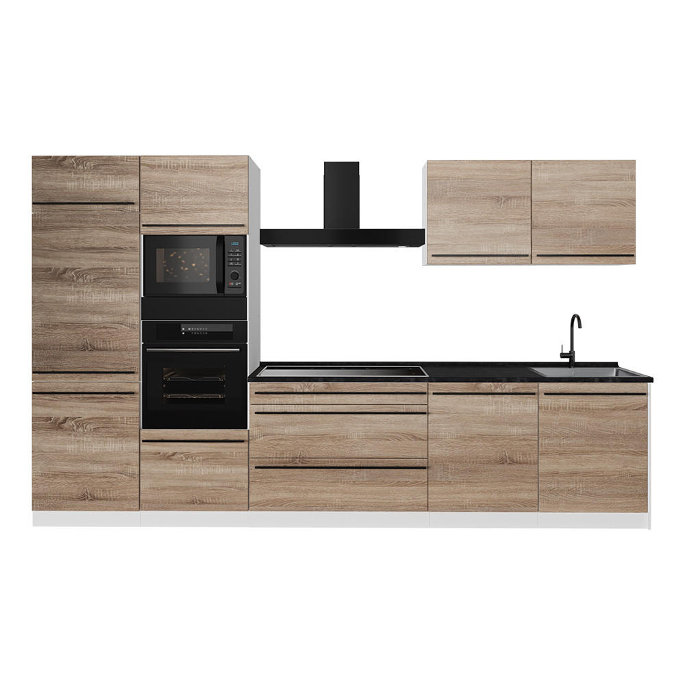 Vicco Küchenzeile Sonoma Eiche, Weiß 340x206.8x60 cm