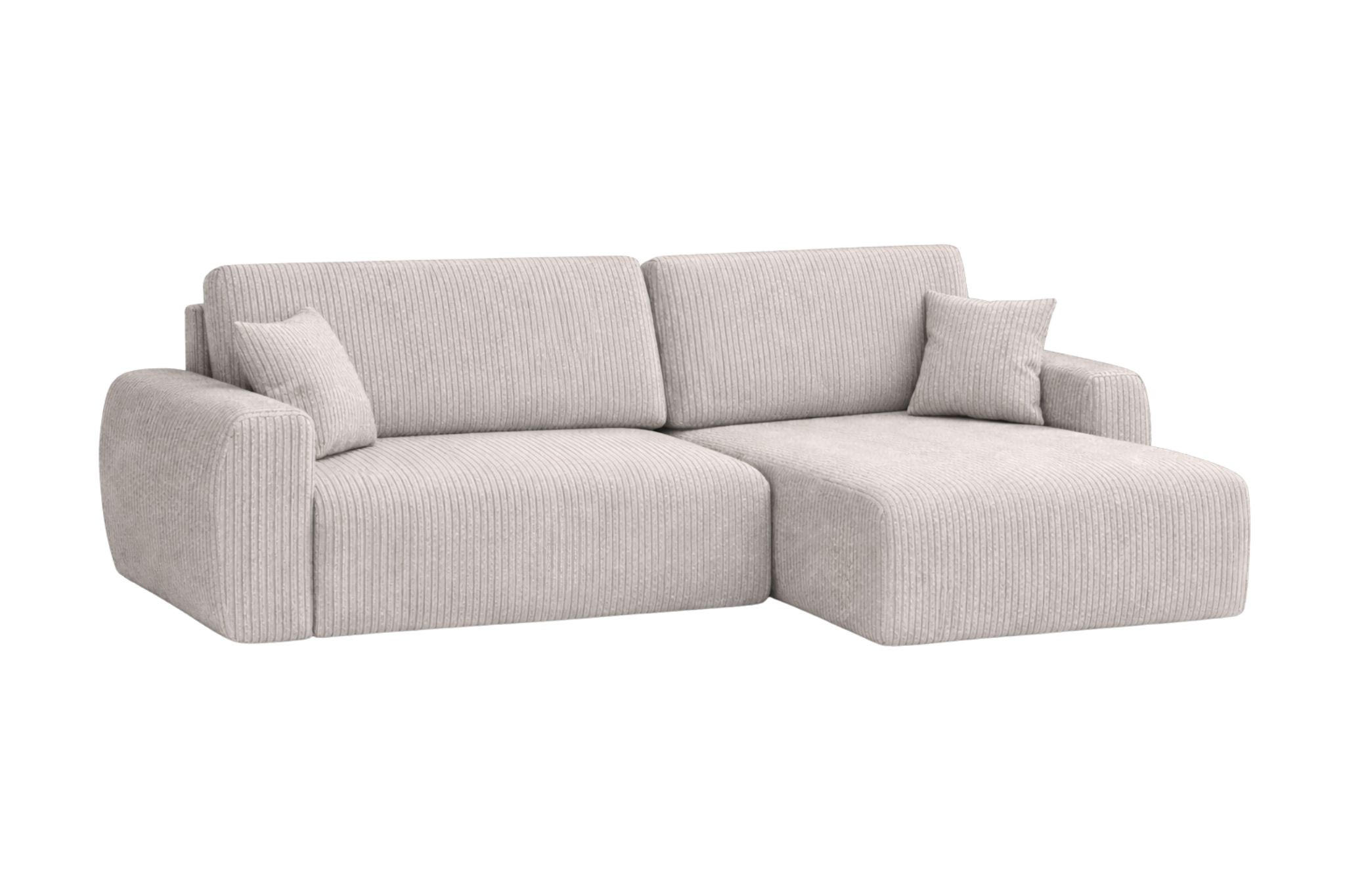 ECKSOFA Mit Schlaffunktion Ariel L, Cordstoff, Stoff Poso, Beige, Rechts - Beige, Holz (250/142cm) - Kaiser Möbel