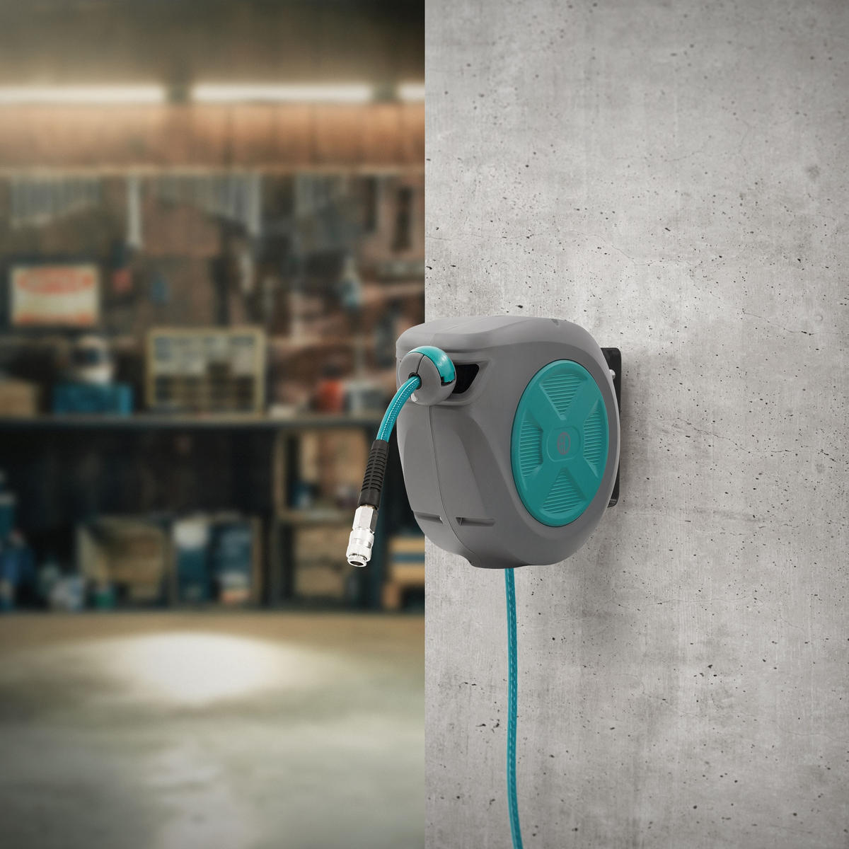 DRUCKLUFTSCHLAUCHTROMMEL 10m+1m - Grau, Kunststoff (14/26/39cm) - ECD-Germany