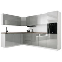 WINKELKÜCHE 320 cm x 200 cm - Aspen KA24-M320 - in Grau/Hochglanz - Grau, Holz (520/212/58cm)