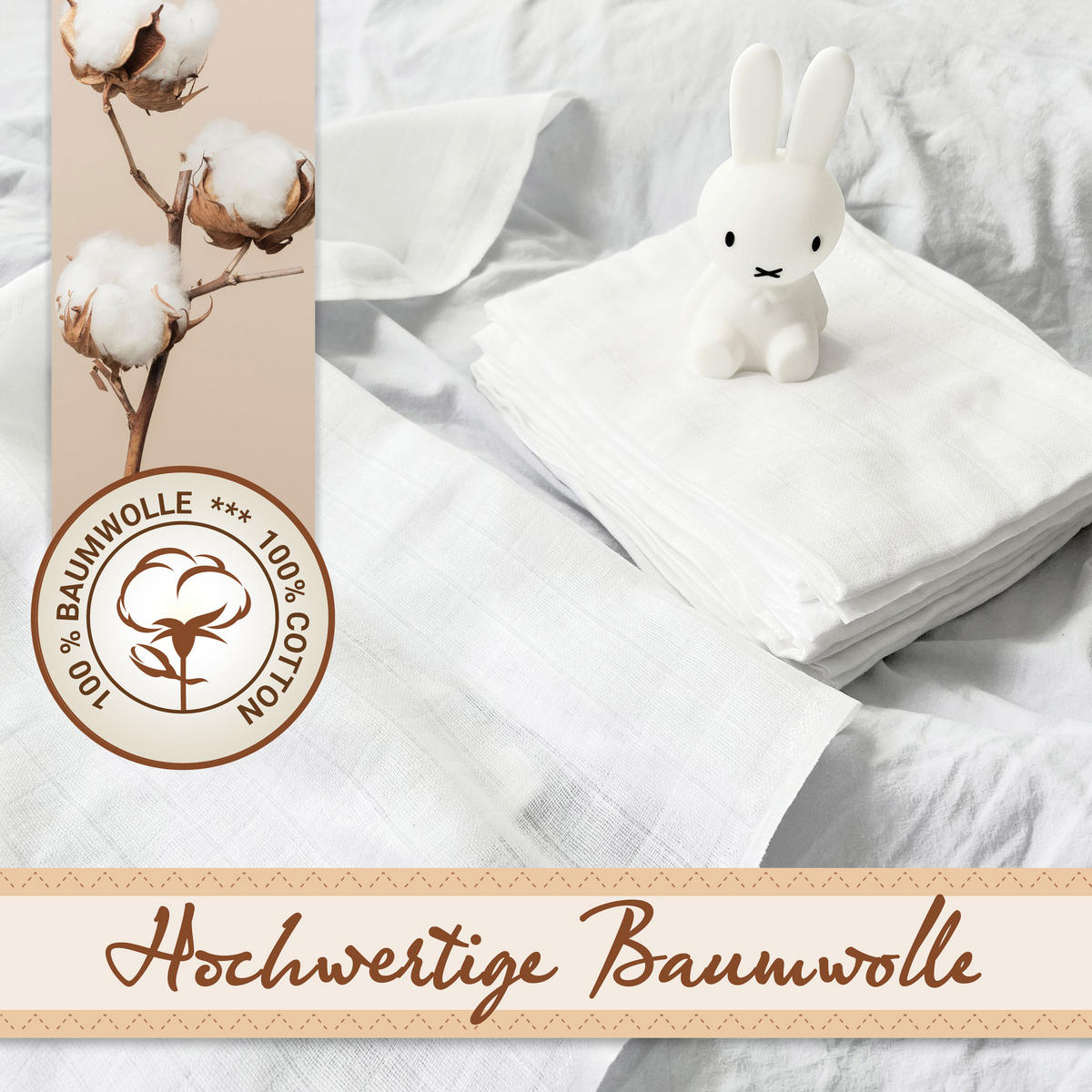 SPUCKTÜCHER, 5er-Set, 70x70 cm, 100% Baumwolle, Weiß - Weiß, Textil (70/70cm) - Zollner
