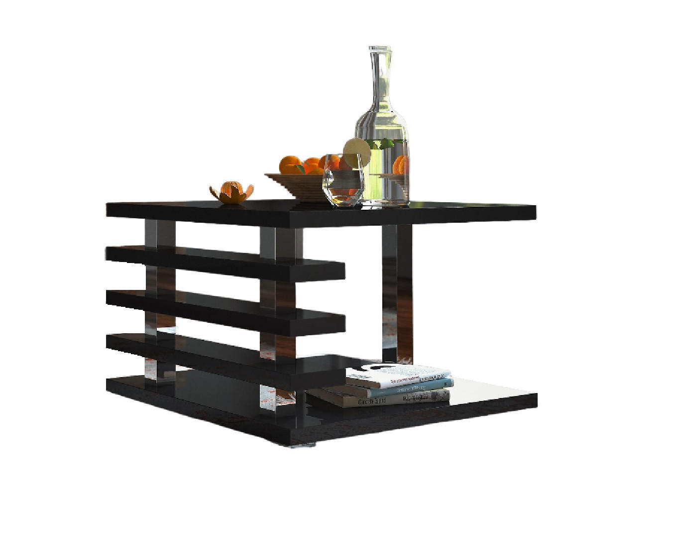 designimpex Couchtisch Schwarz Hochglanz 60x40x60 cm