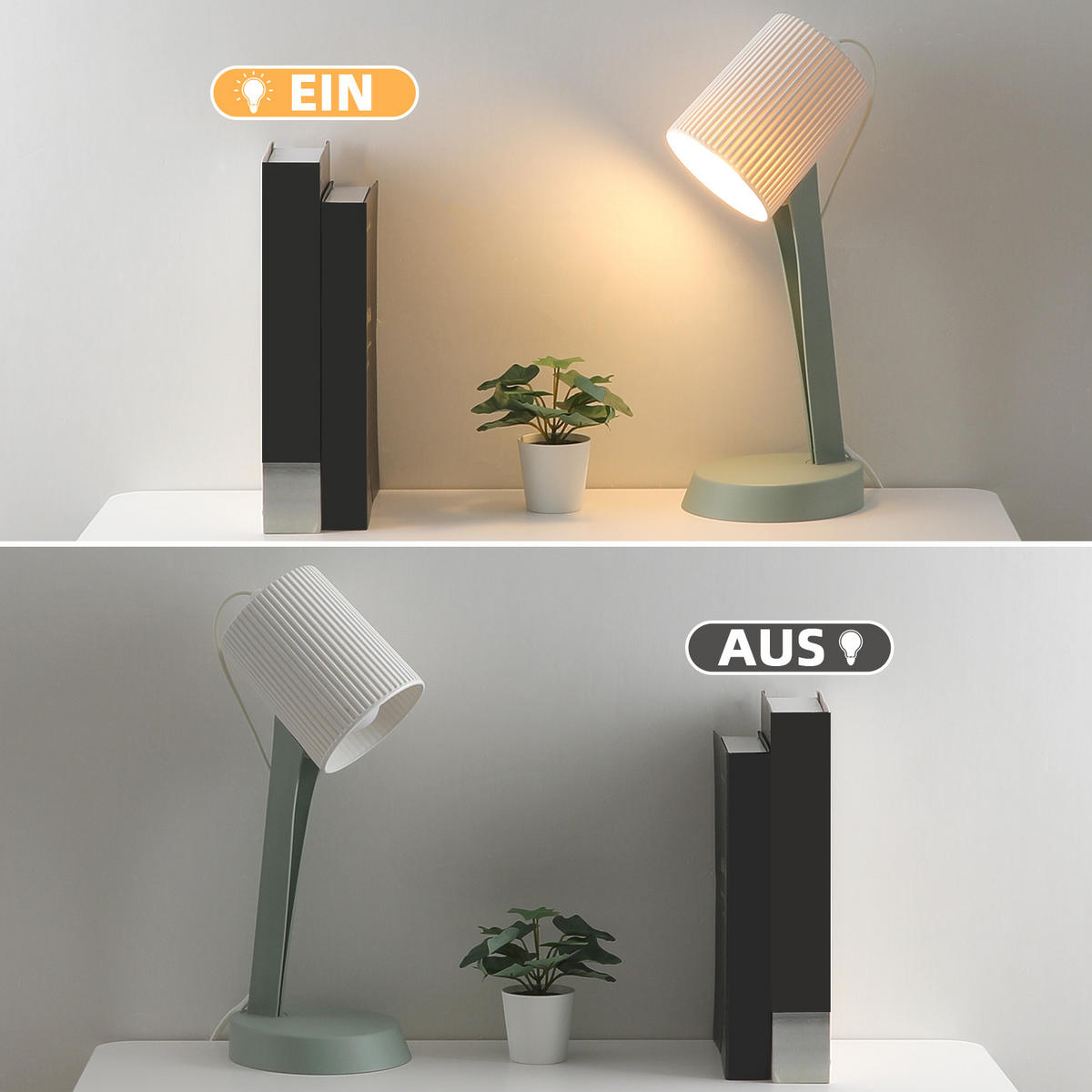 TISCHLEUCHTE Nauman (2er-Set) - Grün, Kunststoff (37.4/14/19.5cm) - Nettlife