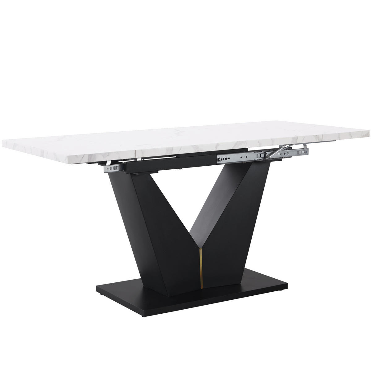 ESSTISCH ausziehbar 99-159 x 75 cm MDF Marmoroptik Weiß/Schwarz - Weiß, Metall (99/75/75cm) - Meubliv