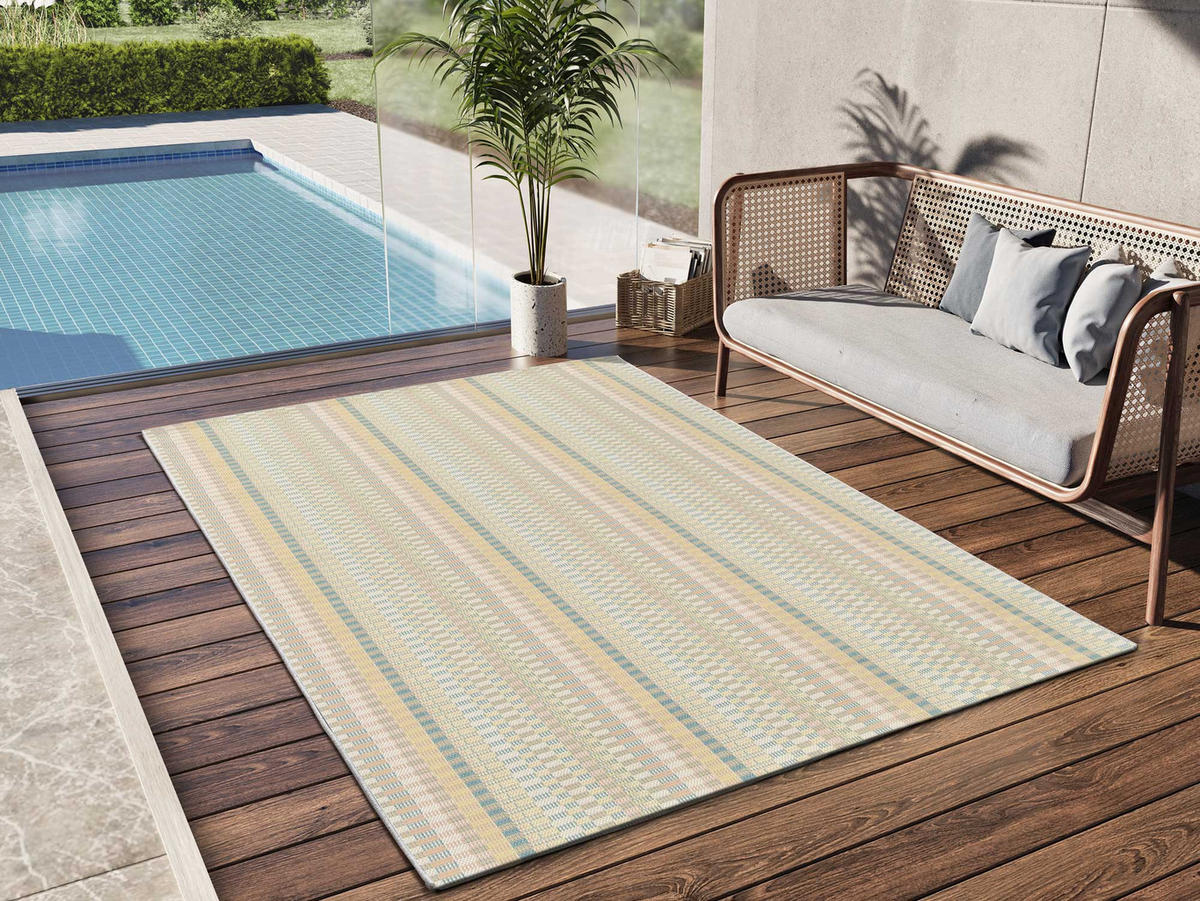 OUTDOORTEPPICH In Pastelltönen Manila 80/150 cm - Pastellblau/Pastellgrün, Kunststoff/Textil (80/150cm) - Atticgo