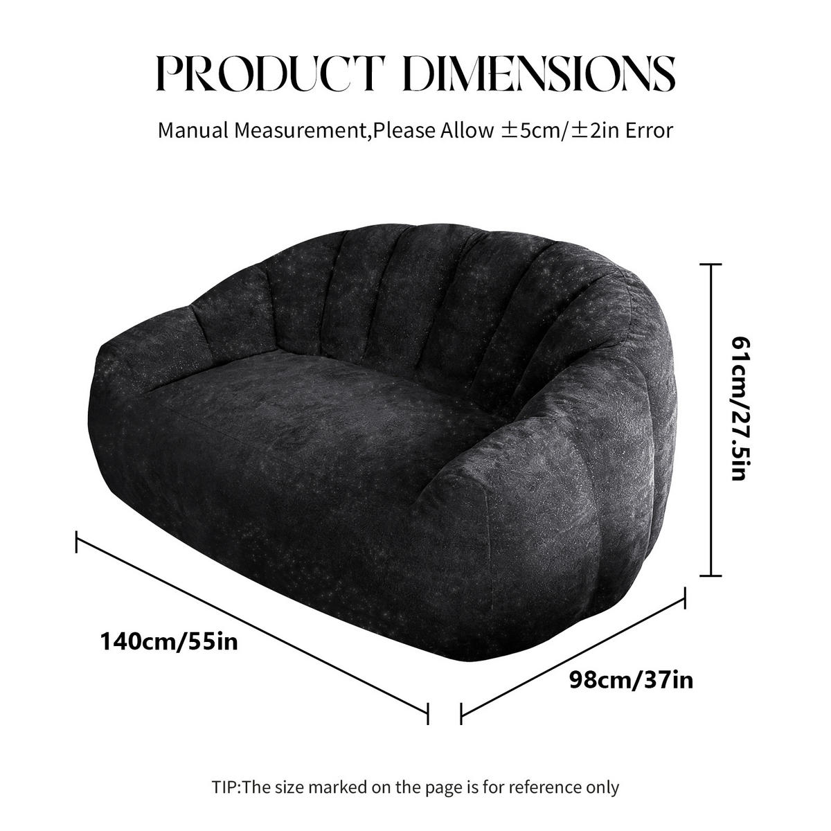 2-SITZER SOFA aus Flanell mit skulpturaler Wellen-Rückenlehne - Schwarz, Textil (140/61/98cm) - Urban Meuble