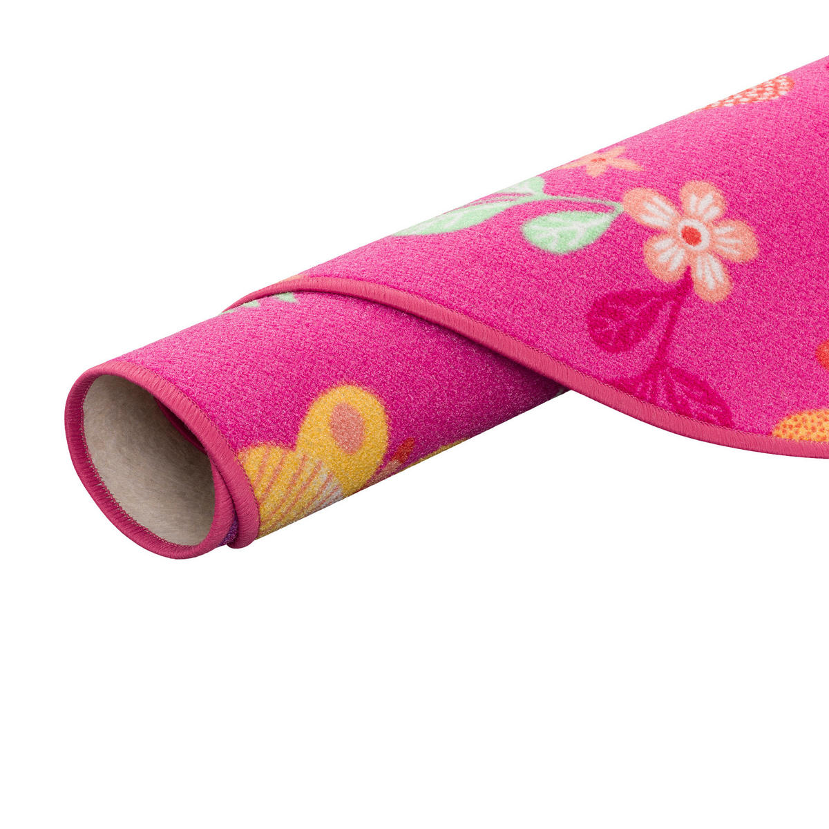 KINDER SPIEL TEPPICH SCHMETTERLING RUND - Pink, Textil (160/160cm) - Snapstyle