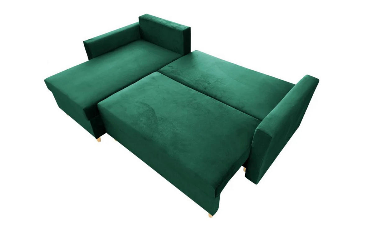 ECKSOFA MON, Grün, Veloursstoff, Ottomane Universal - Grün, Textil (222/142cm) - Sepro Meble