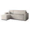 ECKSOFA RAVELO T Hellgrau Kordstoff mit Schlaffunktion - Hellgrau, Holz (240/140cm) - MASSENO