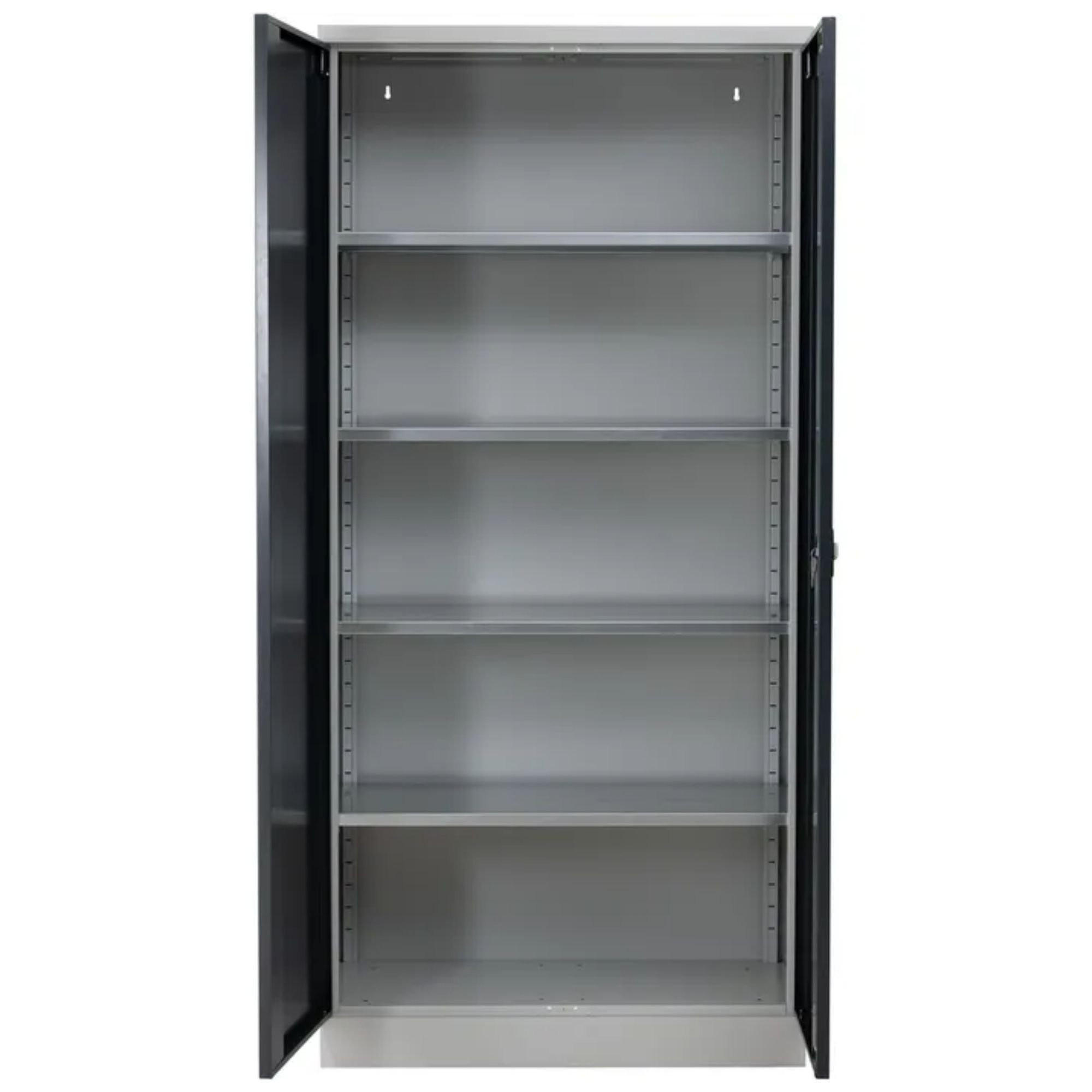 STAHLSCHRANK Bee mit 9 lackierten Fachböden 195x92x60 cm Korpusfarbe Lichtgrau Frontfarbe Anthrazit - Anthrazit, Metall (92/195/60cm)