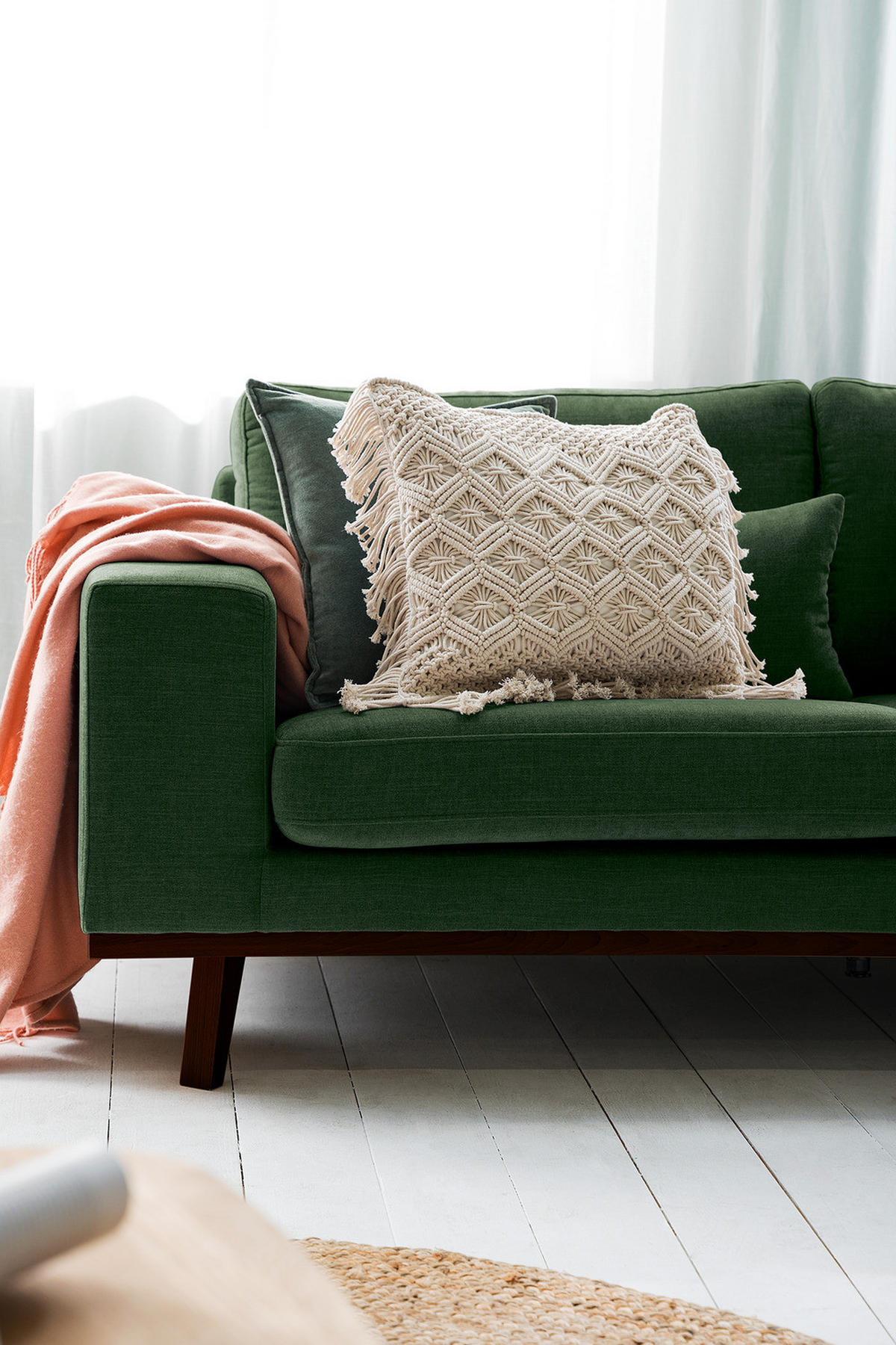 2-SITZER SOFA - Dunkelgrün/Buchefarben, Buchenholz/Textil (197/81/88cm) - home24