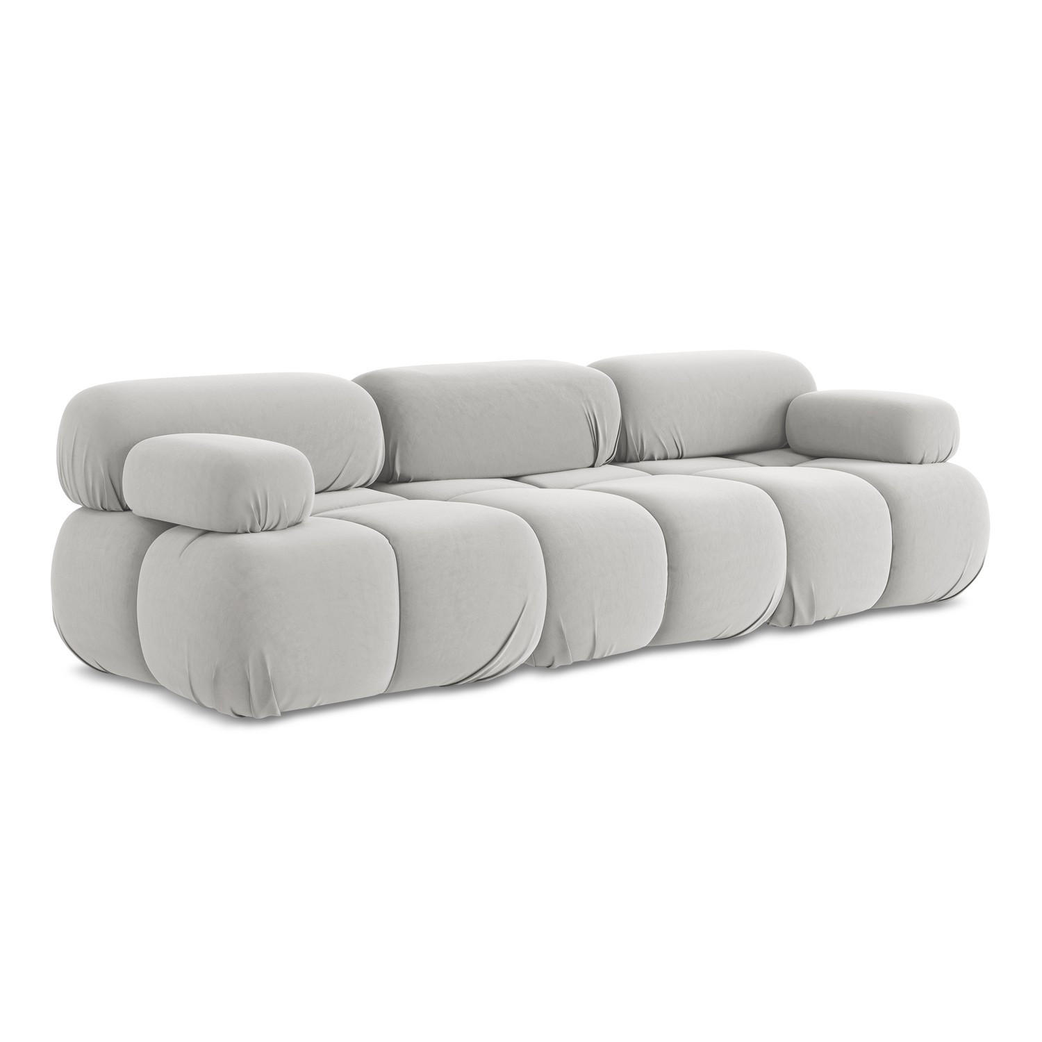 3-SITZER SOFA Samt Stoff Grau - Silberfarben/Schwarz, Kunststoff/Textil (285/70/96cm) - LaMiaSofa