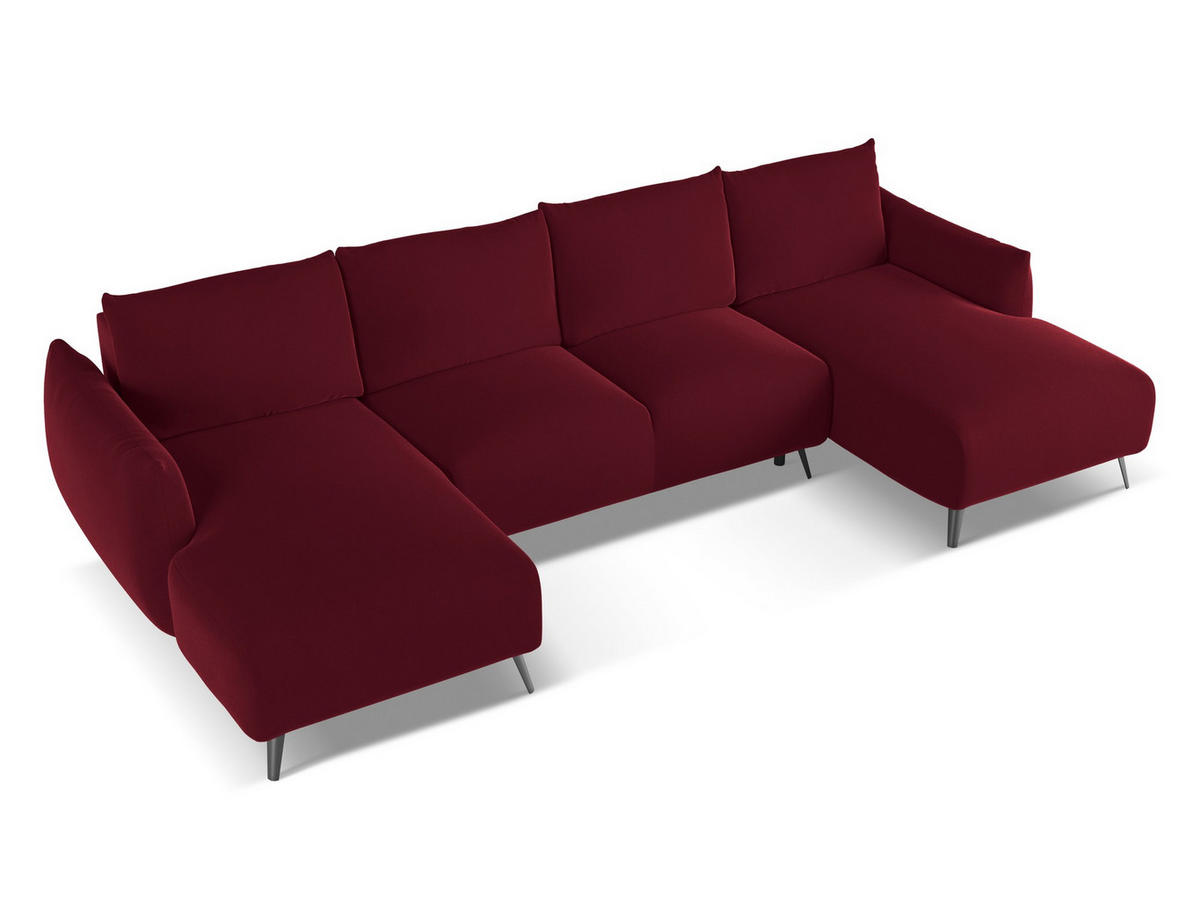 WOHNLANDSCHAFT Samt Stoff Rot - Bordeaux/Rot, Textil/Metall (317/86/162cm) - Makamii