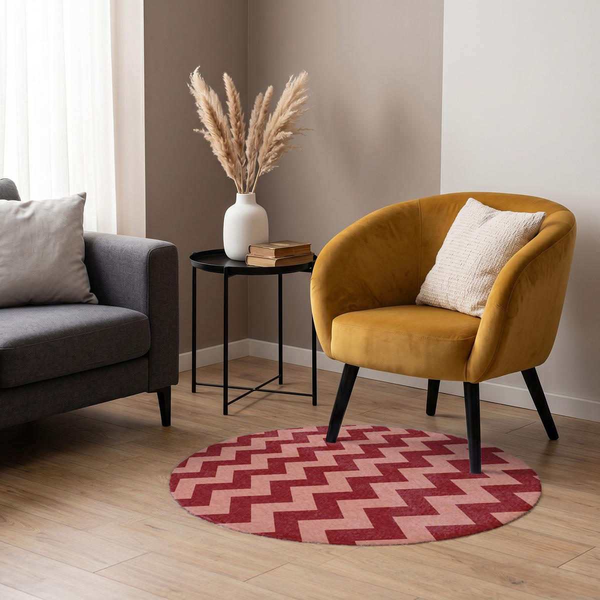 KOBERCE - Cikcak - Pruhy - Vzor - Červená - 90x90 cm - červená, textil/plast (90/90cm) - OnlyWow