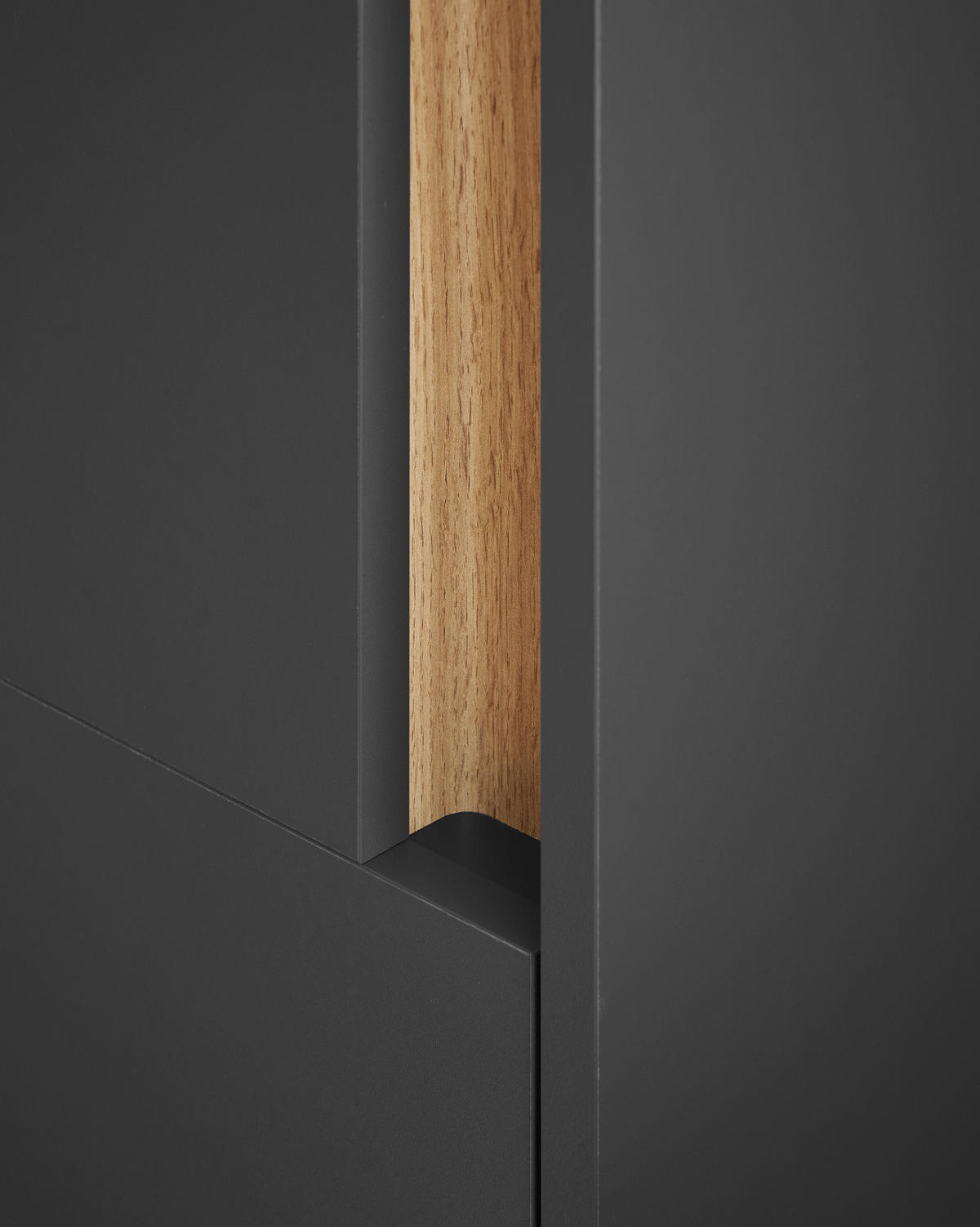 BAD-MIDISCHRANK grau matt, Wotan Eiche, Badmöbel Kommode 34 x 114 cm - Eiche Wotan/Schwarz, Holzwerkstoff/Kunststoff (34/114/34cm) - Furn.Design