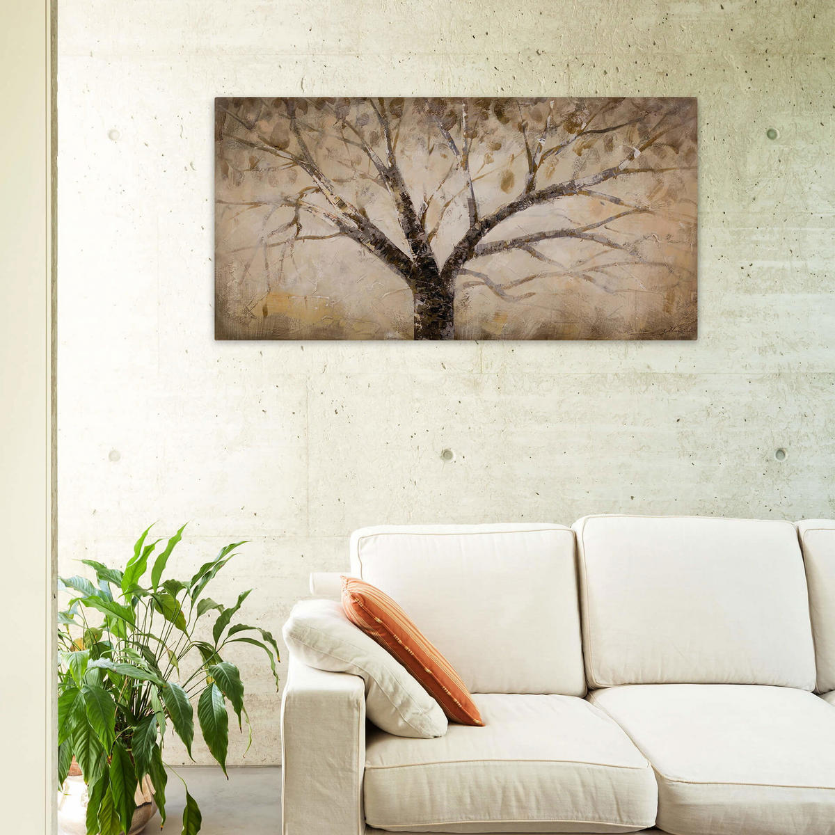 ACRYLBILD HANDGEMALT 120/60 cm - Weiß, Holz/Textil (120/60cm) - KUNSTLOFT