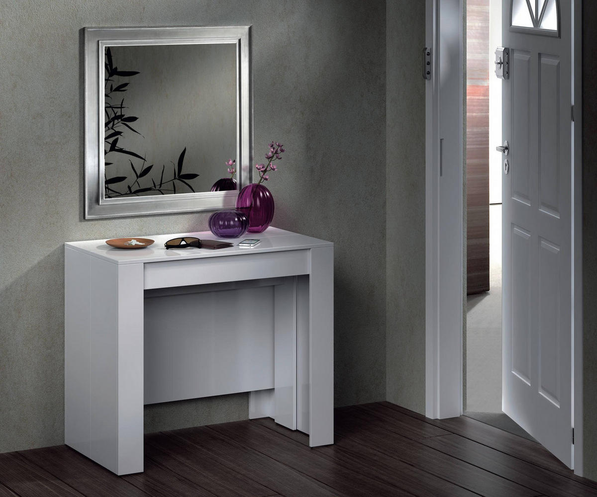 TISCH Ausziehbar Holzeffekt Glänzendes Weiß 51/90/78 cm - Weiß, Holzwerkstoff (90/78/51cm) - DMORA