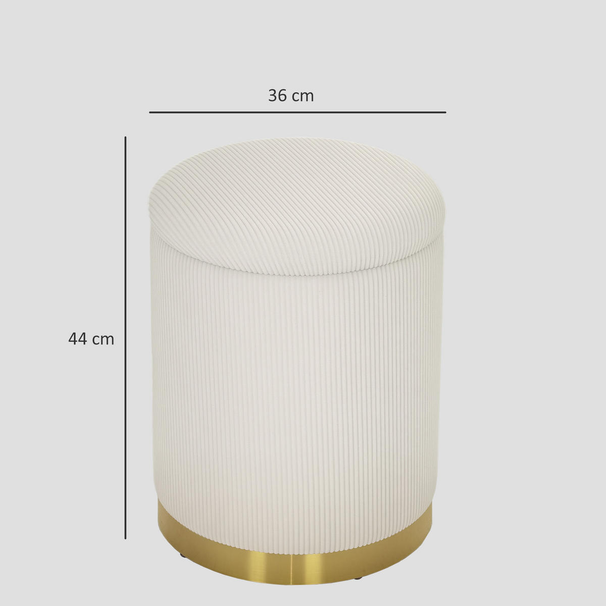 SITZHOCKER mit Stauraum 36 x 36 x 44 cm Cremeweiß - Creme, Textil (36/44/36cm) - HOMCOM