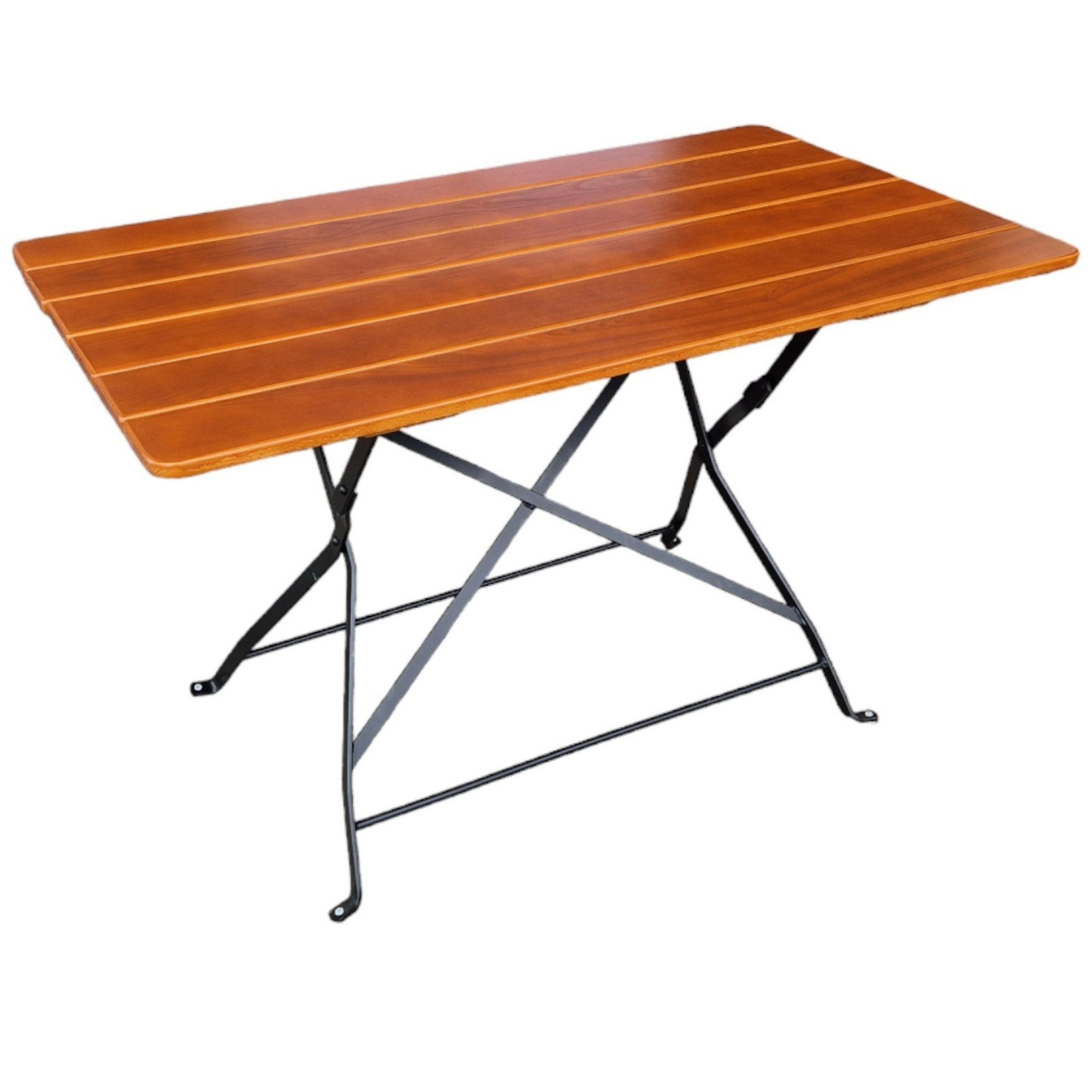 BIERGARTENTISCH BERGTAL 74x120x80cm Klappbar Eschenholz Schwarz/Braun 6 Personen - Braun, Holz (80/120/74cm) - CHEFGASTRO