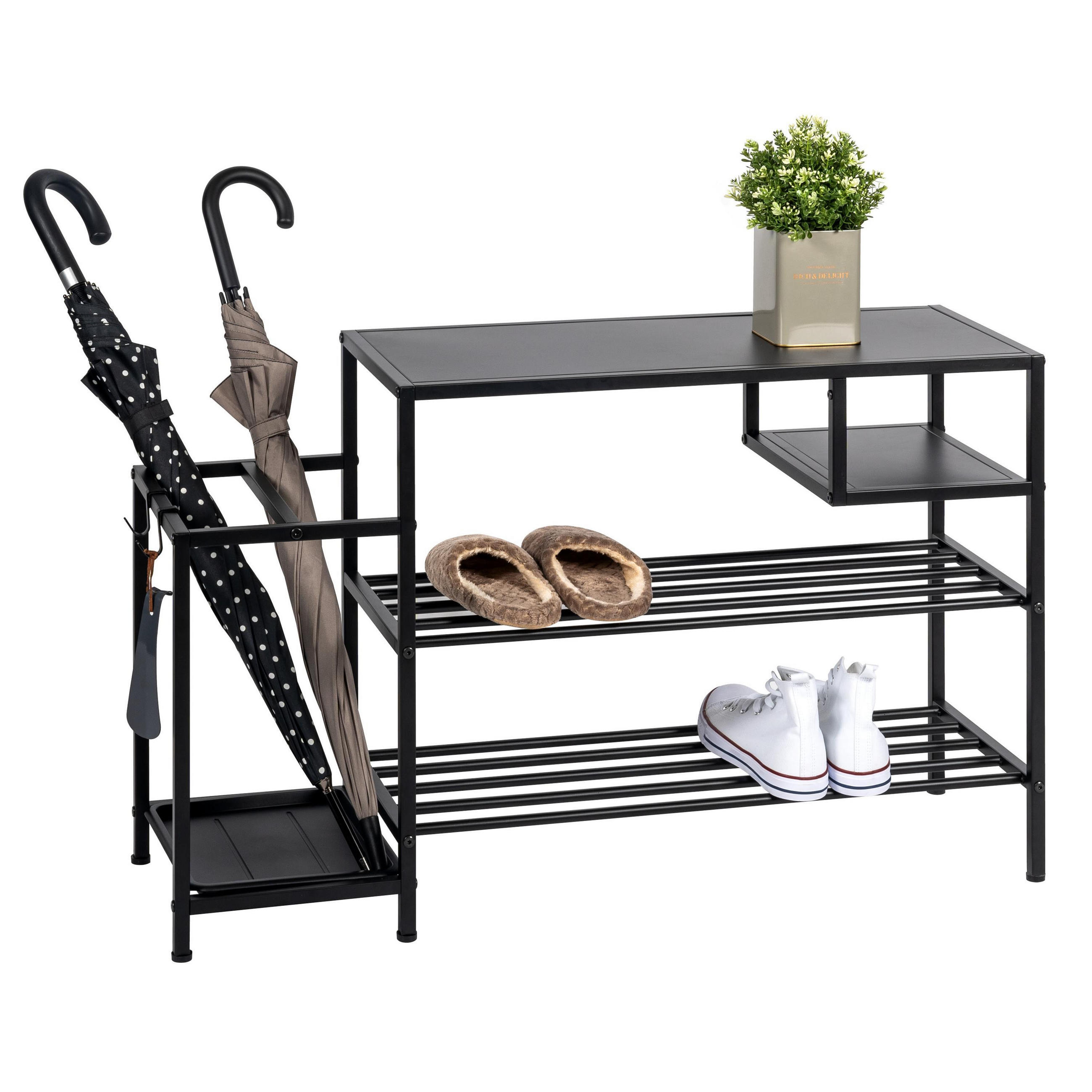 eluno Schuhregal, Schwarz 96x59x30.5 cm