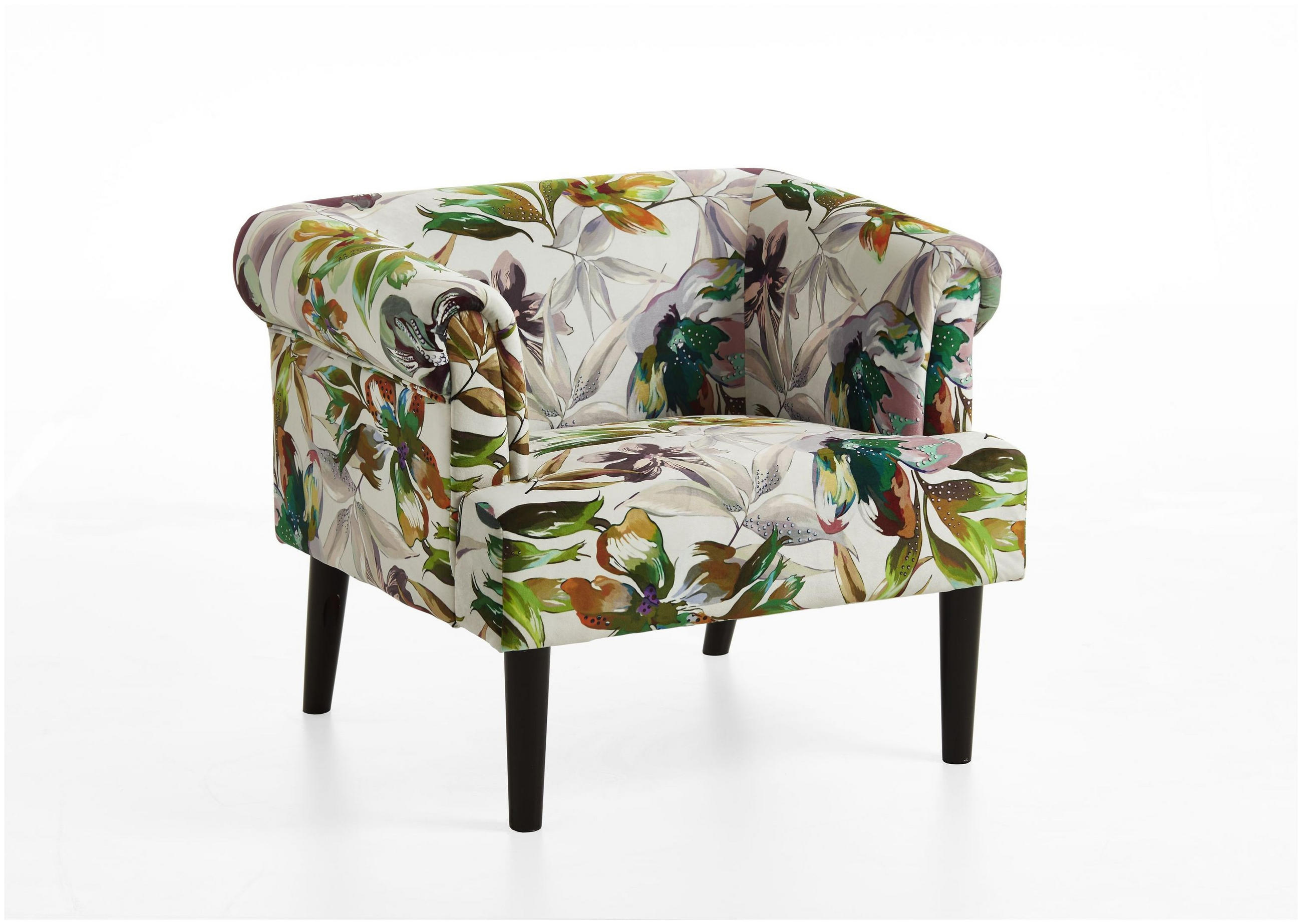 SESSEL Charlie Samt Blumenmuster Cremeweiß - Weiß, Textil (86/70/74cm) - ATLANTIC home collection