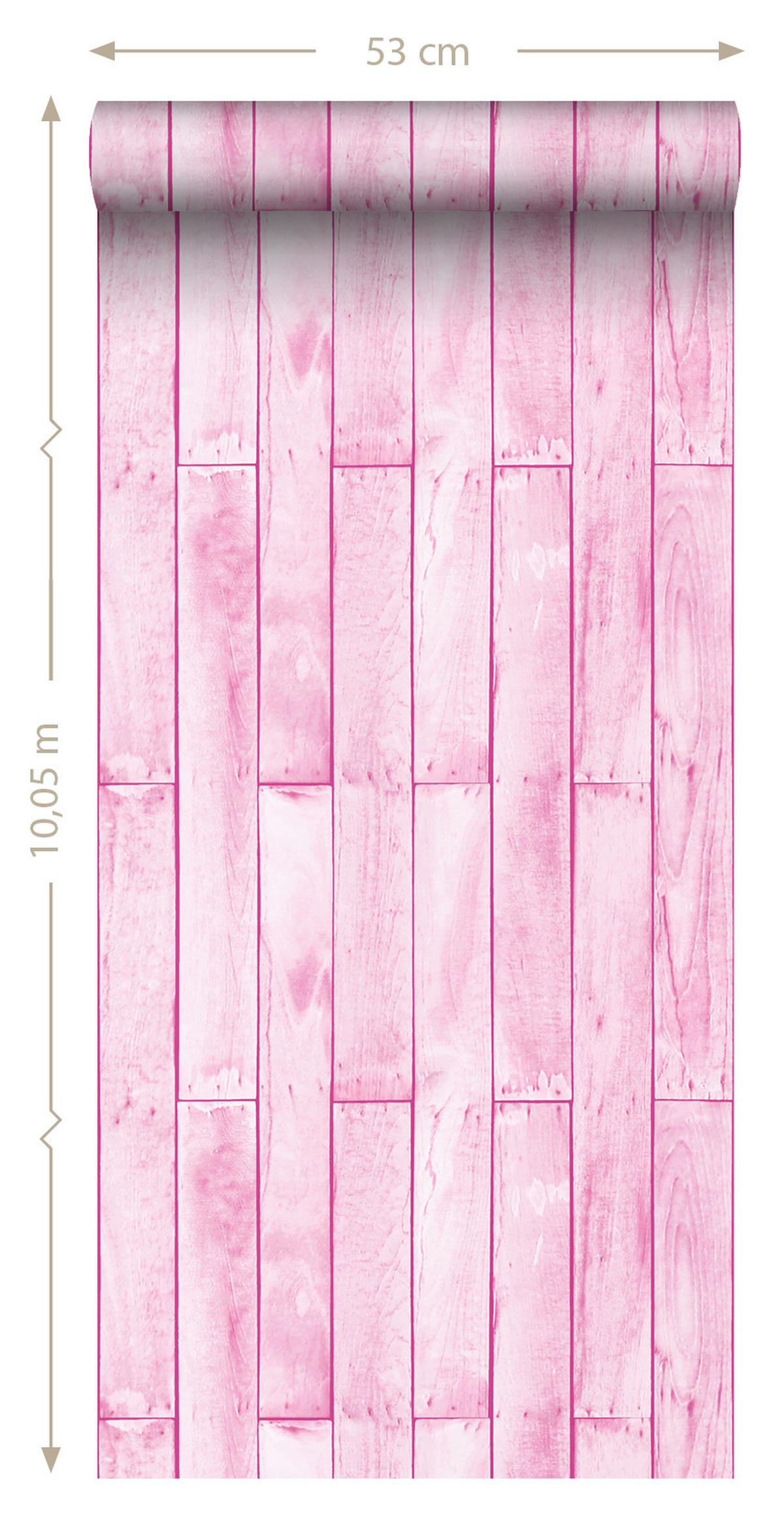 TAPETE Holzoptik 53 cm x 10.05 m - Pink, Papier (53/0.1cm) - Sanders & Sanders