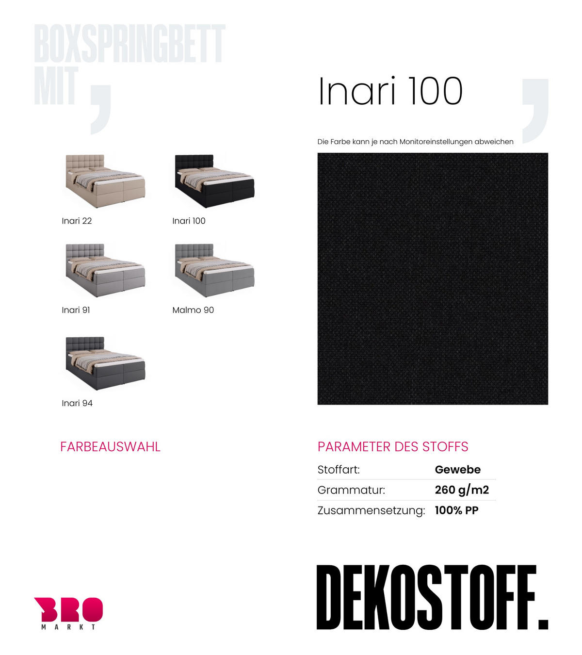 BOXBETT Dakota mit Topper 140/200 Schwarz - Schwarz, Textil (140/200cm) - Bromarkt