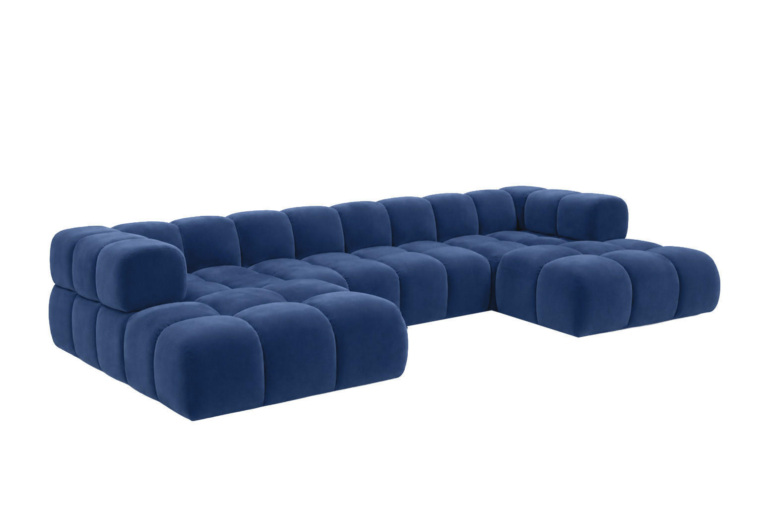 ECKSOFA U-Form, Veloursstoff Bluvel, Tintenblau, Averro U XL - Blau, Holz (400/70/150cm) - Kaiser Möbel