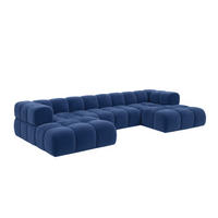 ROHOVÁ SEDAČKA ve tvaru U, velurová tkanina Bluvel, Inkoustově modrá, Averro U XL - modrá, dřevo (400/70/150cm) - Kaiser Möbel