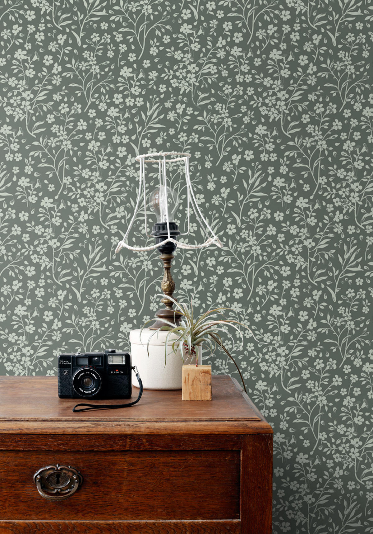 TAPETE Blumen 53 cm x 10.05 m - Grün, Papier (53/0.1cm) - ESTAhome
