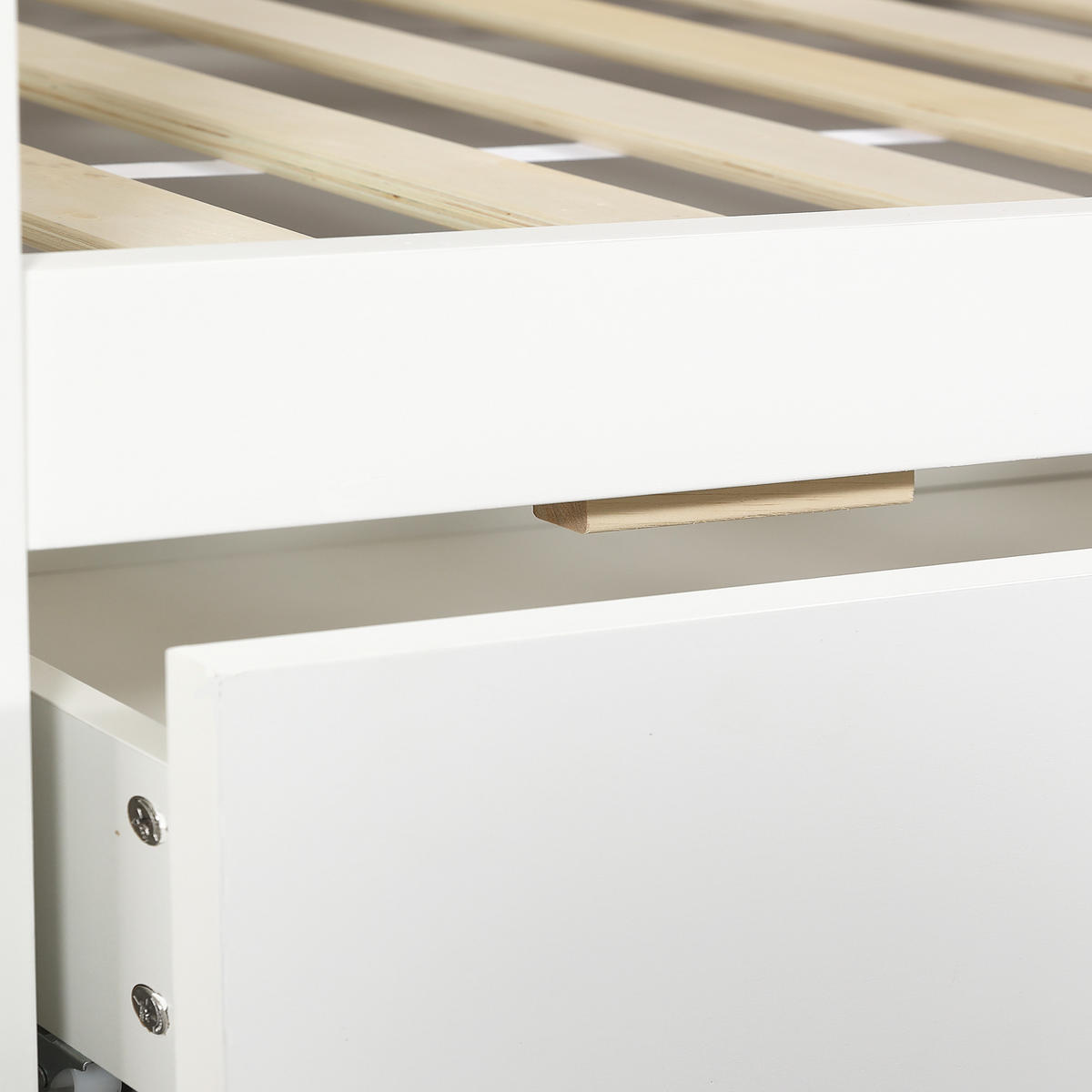 ETAGENBETT 90/200 cm & 90/200 cm in Weiß & Natur mit 4 Schubladen, Treppe und Fenster im Hausdesign - Weiß/Naturfarben, Holzwerkstoff (90/200cm) - STILVORA
